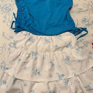 Floral Blue and White Mini Skirt